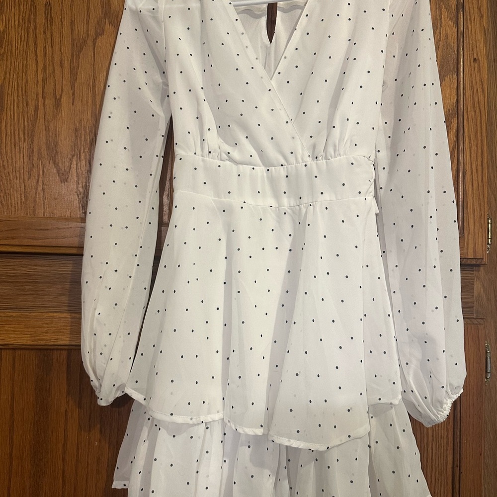 Japna White Polka Dot Mini Dress Worn Once XS